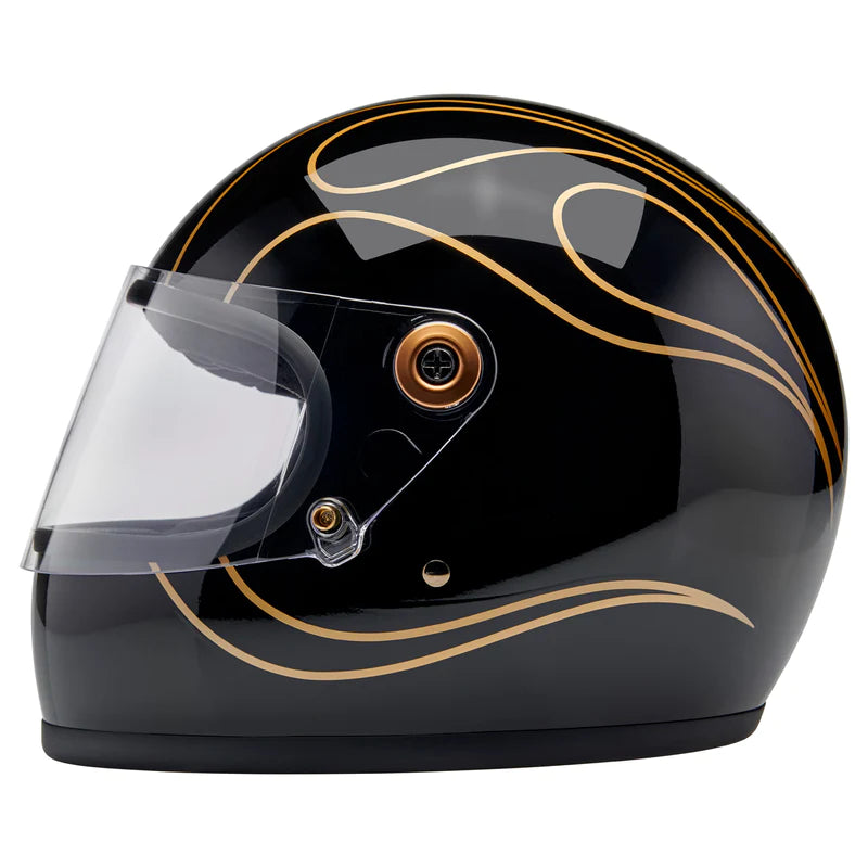 GRINGO S ECE R22.06 HELMET - GLOSS BLACK FLAMES