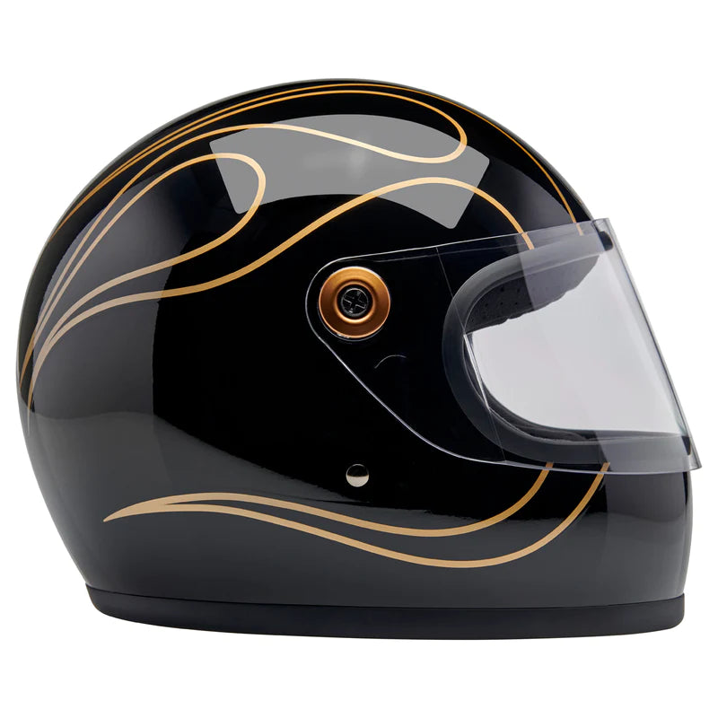 GRINGO S ECE R22.06 HELMET - GLOSS BLACK FLAMES